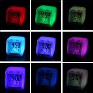 Wholesale Colorful Changing Alarm <b>Clock</b> Creative square <b>Clock</b> <b>LED</b> Silent Luminous - Product Image 3