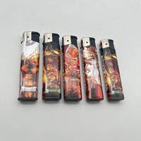 Logo personnalisable imprimé mince 78.1mm Rechargeable électronique flamme briquet réglable Butane torche pour Cigarettes en plastique