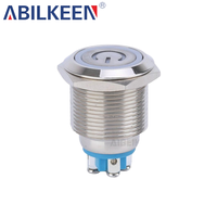 Interrupteur à bouton-poussoir lumineux étanche IP65 250V 19mm avec anneau LED pour applications industrielles et automobiles