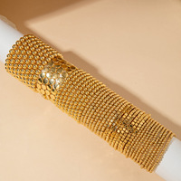 Bracelet à perles dorées à prix réduit, accessoires de mode pour femmes, bracelets tendance personnalisés en métal, style géométrique hip-hop