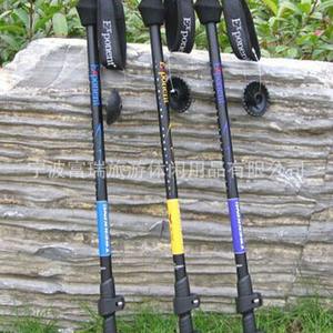 Bâtons de randonnée Abuda 7075 en aluminium, 3 sections, portables, pour la montagne et la randonnée, avec embout en caoutchouc, bleu, jaune, violet - Product Image 3