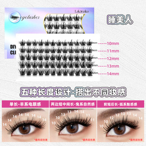 Sleeping Beauty False Eyelashes 120 Pairs Reusable DIY Cluster Extensions For Big Eyes - Product Image 3