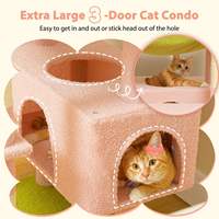 Arbre à chat en bois de 72 pouces avec hamac à structure en acier, motif floral rose, 7 poteaux à gratter et perchoirs pour chats d'intérieur