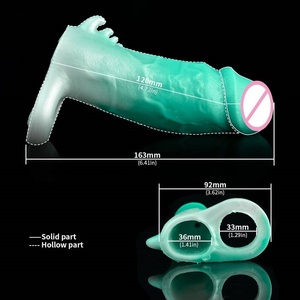 Funda de silicona grande con nudo de lobo para pene, dildo hueco, anillo de fantasía, extensor de pene, juguetes sexuales para hombres - Product Image 2
