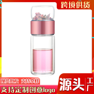 Glass Tea Cup With Filter Double Layer Insulation Portable For Business Gift - Product Image 5