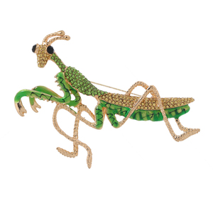 Nuevo broche <span class=keywords><strong>Mantis</strong></span> con incrustaciones de diamantes, accesorio personalizado europeo y americano, <span class=keywords><strong>flor</strong></span> para el pecho, broche de aleación de alta gama - Product Image 5