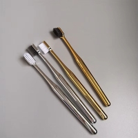 Brosse à dents manuelle de luxe argentée, poils souples, meilleur cadeau, design élégant électroplaqué pour la maison