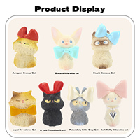Adorable Boîte Mystère Chat Nœud Papillon, Ornement en Résine Chat de Dessin Animé, Décoration de Bureau