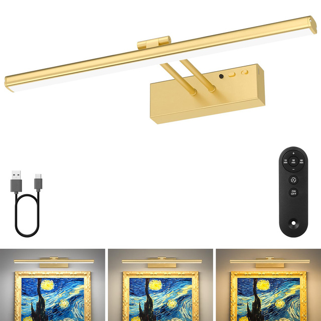 Battery Operated Picture Light,5400mAh Cordless Wall Lamp with Remote Control,Timer for Painting Artwork Gallery Living Room