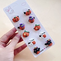 Ensemble d'élastiques et de bandeaux pour cheveux en résine, motif dessin animé mignon de citrouille et fantôme d'Halloween, pour filles