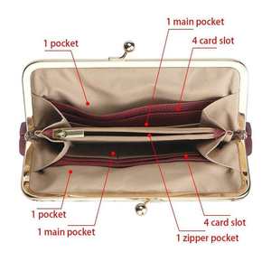 Cartera con Cierre RFID, Color Sólido, Múltiples Ranuras para Tarjetas, Tarjetero de Cuero Genuino, Bolsos de Mano Largos para Mujer RB3468 - Product Image 4