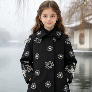 Tissu en Chiffon Satiné <span class=keywords><strong>Noir</strong></span> Mat, Broderie Florale à Pois Blancs Contrastants, Tissu Plissé Anti-Plis et Fluide pour Abaya Musulmane - Product Image 6
