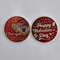 Pièce de monnaie en métal en gros, en fer, argentée, avec motif 3D en relief « Je t'aime », pièce de monnaie dorée pour cadeau de Saint-Valentin à votre bien-aimé