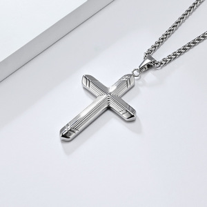 Unisex <b>Titanium</b> Steel Cross Necklace Geometric Design Pendant Gift Jewelry - Product Image 4