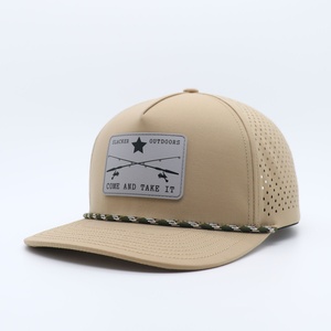 Gorra de Golf de 5 Paneles en Tela, Diseño Impermeable de Alto Rendimiento, Visera Curva Moderna, Parches de Goma Personalizados con Letras Impresas - Product Image 5