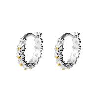 Sterling Silber Gänseblümchen-Blüten-Creolen S925 Gravierte Blüten-Creolen für Damen