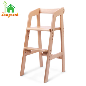 Chaise haute portable en bois double au design moderne, facile à nettoyer, siège <span class=keywords><strong>rehausseur</strong></span> pour bébé pour la cuisine ou l'hôtel - Product Image 1