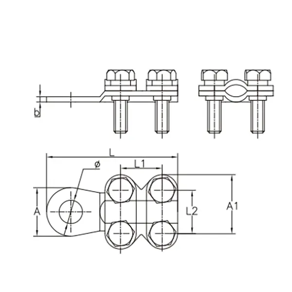 WCJB nichel placcato imbullonato in ottone connettore terminale per cavo ABC BrassClamp