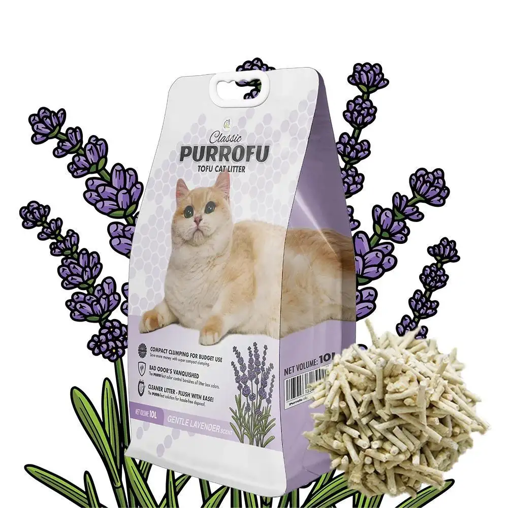 Purrofu Feline Flushed Tofu Cat Litter Exclusive Cleaning Premium Odor Seal Natural Scent Clumping Free Samples Supplied