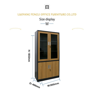 Armoire de classement en acier moderne pour bureau avec 2 portes vitrées, 2 niveaux réglables, ignifuge et étanche, pour rangement de cuisine - Product Image 3