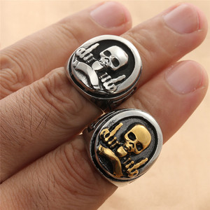 Men's Titanium Steel Skull <b>Ring</b> <b>Silver</b> And Gold Cross Shape Punk Fashion Jewelry Gift - Product Image 2