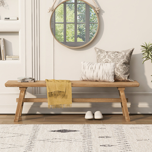 Panca in Legno Massello da 55 Pollici Stile Rustico Farmhouse con Vano Contenitore per Ingresso o Camera da Letto - Product Image 4