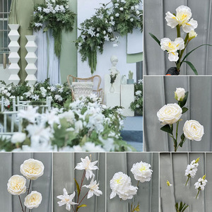 Venta al por mayor pequeño arreglo floral fresco blanco simulación flor bordada decorativa boda centro de mesa Decoración de mesa - Product Image 2