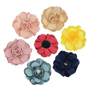 Nuevas flores artificiales de tela de seda de gasa de lujo para accesorios de bricolaje-ropa decorativa de boda sombrero de pelo zapatos