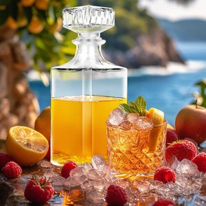 Decanter da 25 once 750ml quadrato Decanter per vino in cristallo pesante Decanter Set di Decanter per vino vecchio stile - Product Image 5