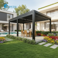 Sweet Home Maßgefertigte Motorisierte Bogen-Aluminium-Pergola Mit Integrierten Dachrinnen Lamellendach für Außenbereich Hinterhof Terrasse Garten Pool