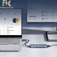 Stasiun Dok Aluminium logam 10 in 1, untuk USB 3.0 dengan Transfer Data 5GBPS untuk HP Laptop kantor