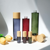 Emballages cosmétiques en bambou, flacon en verre pour essence liquide de 120 ml avec bouchon à vis en bambou