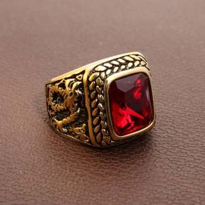 Anillo de Acero Inoxidable Unisex con Diseño de Dragón y Gema, Estilo Punk Rock Creativo, Chapado en Oro, Certificado por Terceros, Directo de Fábrica - Product Image 4