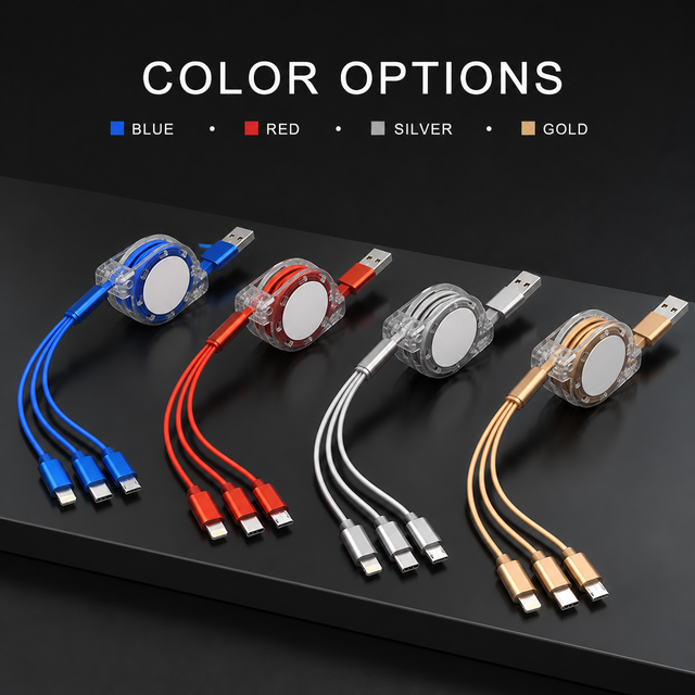 Portable Retractable USB Charging Cable 3 in 1 Multi Charging Cable Type C Micro USB Cable for Travel Phone