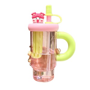 Water Large Capacity <b>Plastic</b> Water <b>Cup</b> With Straw Tea Compartment For Child Travel Office Sports Use - Product Image 2