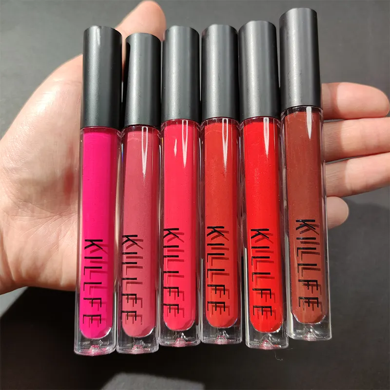 KILLFE Lipstik Cair Matte, Lip Gloss Bebas Microfiber Label Pribadi Tahan Air dengan Minimal Pesanan