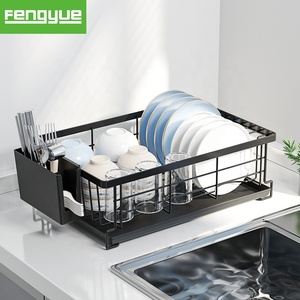 Égouttoir à vaisselle simple à un niveau en fil métallique antirouille avec panier de rangement pour ustensiles, design moderne et élégant pour la cuisine - Product Image 1