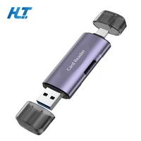 Lector de Tarjetas Externo de Aleación de Aluminio de Alta Velocidad USB 3.0 Tipo-C 2 en 1 con Doble Ranura SD TF para Adaptador para Laptop, Smartphone y Cámara