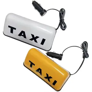 12v汽车标志灯，带粘合剂3w车顶出租车标志白色/黄色COB出租车标志驾驶室超亮