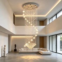 Lustre rotatif en cristal de luxe léger, en acier inoxydable, avec LED dimmable, pour villa et salon – Vente directe usine