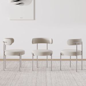 Chaises de salle à manger modernes de luxe en crème blanc pour cuisine et restaurant - Product Image 3