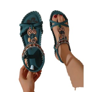 <span class=keywords><strong>Sandalias</strong></span> de Plataforma Bohemias de Alta Gama para <span class=keywords><strong>Mujer</strong></span>, <span class=keywords><strong>Sandalias</strong></span> <span class=keywords><strong>Planas</strong></span> con Hebilla en el Tobillo y Punta Abierta para Usar en la Playa - Product Image 4