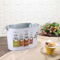 Ember Logam Galvanis Anti Bocor 15qt, Ember Es Tebal dan Kuat dengan Pegangan, Ember Timah Anti Karat untuk Acara Luar Ruangan dan Pesta
