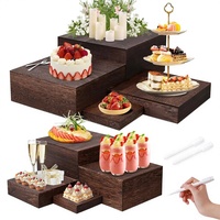 8 tailles de supports de buffet rustiques et durables en bois à cinq niveaux avec mini-panneaux pour la décoration de fête