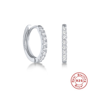 Boucles d'oreilles géométriques rondes en argent sterling S925 micro-incrustées, style européen et américain, tendance et originales - Product Image 5
