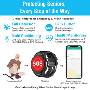 Montre intelligente pour personnes âgées Mrtrack L08P, navigation GPS, télécommande, grand bouton SOS, écran <span class=keywords><strong>OLED</strong></span>, étanche IP67, bracelet en caoutchouc, 4 jours - Product Image 2