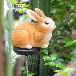 Solar conejo escultura luz LED jardín 3D Anime lámparas al aire libre Pascua decoración bonita decoración de vacaciones - Product Image 3