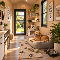 Cabane préfabriquée pour animaux de compagnie pour chiens et chats, espace de jeu et de repos privé avec intérieur facile à nettoyer, ventilation et design sécurisé
