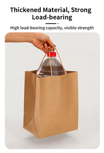 Sac en papier personnalisé pour la vente au détail, sac en papier kraft épais, sac à main, sac d'emballage pour la restauration à emporter, sac pour boulangerie - Product Image 5