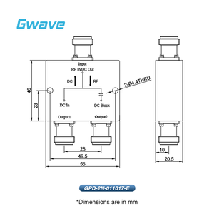 Divisor de potencia N Salida bidireccional única con bloque de CC Nominal de 30 vatios para piezas de telecomunicaciones de 1,1 GHz a 1,7 GHz - Product Image 3